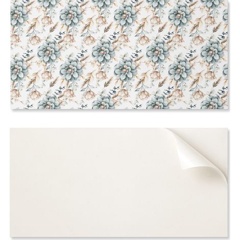 Vinilo decorativo con estampado para montaje sin herramientas, 100 x 50 cm, estampado floral en el fondo.