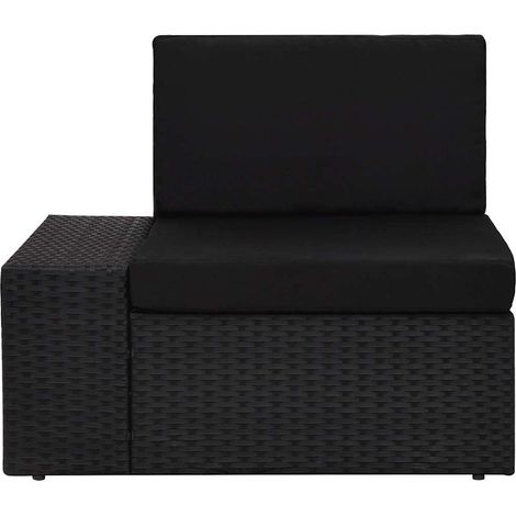Divani da Giardino  Divano ad Angolo Modulare Bracciolo Destro in Polyrattan Nero (1/5)