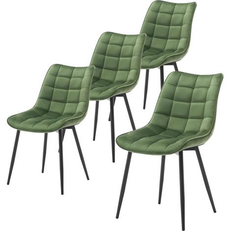 Woltu – Lot de 4 chaises de salle à manger – Chaise scandinave en velours vert foncé – Pieds en métal – Hauteur 85.5 cm, capacité 120 kg (1/5)
