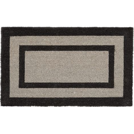 Paillasson long fibres de coco tapis de sol tapis porte d’entrée balcon jardin terrasse HxlxP : 75 x 45 x 1,5 cm face inférieure antidérapante caoutchouc PVC, couleur gris (1/5)