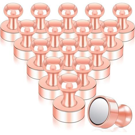 Magneti potenti, magneti al neodimio extra forti, confezione da 16 mini magneti per frigorifero, lavagna magnetica, magneti conici, pannello forato, bacheca, oro rosa (1/5)