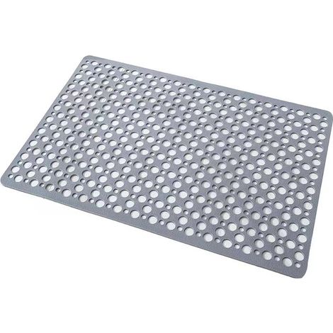 Tapis de Douche Antidérapant Antibactérien TPE,75x43 CM Tapis de Bain de Baignoire Tapis de Pied Résistant à la Moisissure et Lavable en Machine pour Douche ou Baignoire,Trou Rond Gris (1/5)
