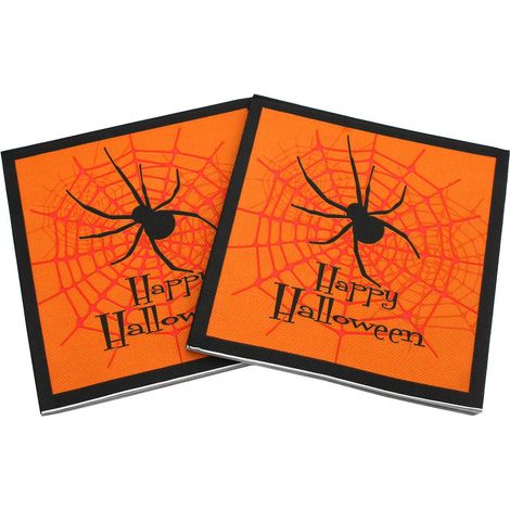 lot De 40 Serviettes En Papier Colores-serviettes Imprimes Halloween, Bricolage, Origami, Pour La Gastronomie, Anniversaire, Mariage, Dcoration (1/5)