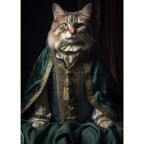 Tableau sur verre synthétique chat vintage 65x97 cm - Impression sur Verre synthétique - Image HD  imprimée sur Verre synthétique - Tableau mural décoratif - Fabriqué en France