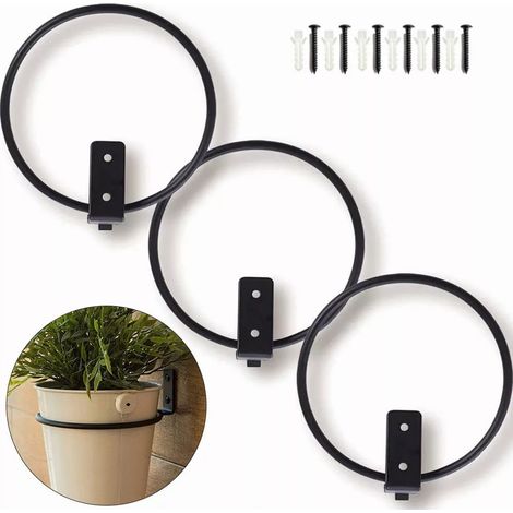 Lot de 3 supports muraux en métal pour pots de fleurs de 15 cm (6 pouces), pour l'intérieur et l'extérieur (1/5)