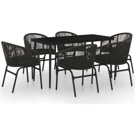 Maison Exclusive - Set Mobili da Pranzo per Giardino 7 pz Nero (1/5)