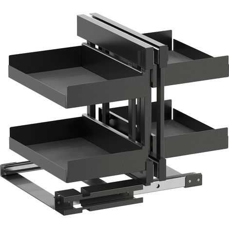 Vauth Sagel VS Cor Flex Eckschrank Auszug Set Essentio für Küchenunterschränke mit KB 900mm inklsusive Ablage mit Antirutschmatte, lava