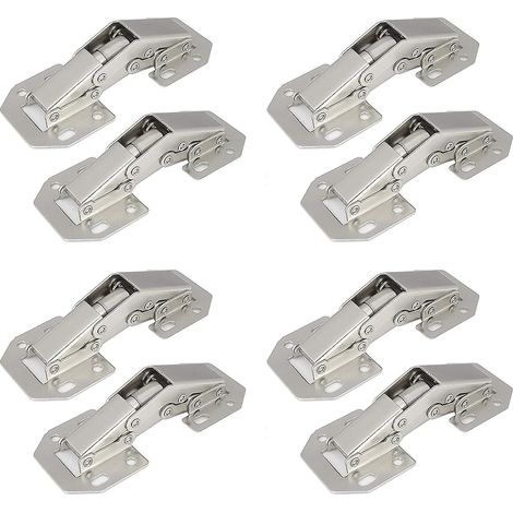 Lot de 8 charnières à angle droit pour portes de placards de cuisine, à fixation en applique, avec vis - Installation facile (1/5)