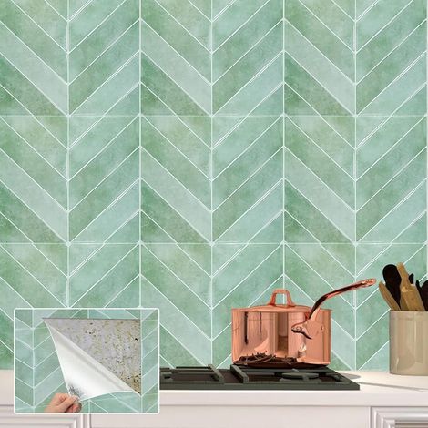 Lot De 10 Feuilles De Stickers Muraux 3d En Vinyle, Crédence Adhesive, Epaisseur Credence Adhesive,Adhesif Mural, Imperméable À Coller Pour Mur Cuisine, Salle Bain (1/5)