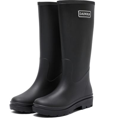 Bottes de pluie hautes pour femmes A06 noires, taille 40, imperméables et épaisses (1/4)
