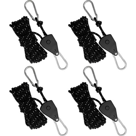 4 tiranti riflettenti per tenda con carrucola, tenditori per corda robusti da 1/8", tirante per tenda da 4 mm con regolatore in alluminio (1/5)