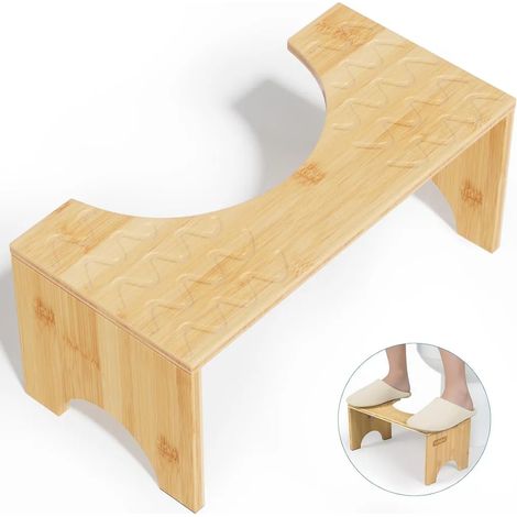 Tabouret de toilette, chaise percée, repose-pieds en bambou, marchepied, support pour la défécation, tabouret de toilette/repose-pieds pliable pour salle de bain (1/5)