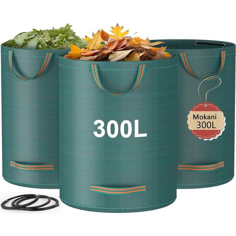 Gartenabfallsäcke – 3er-Pack – 300 l – Gewebtes Polypropylen – Faltbar und wiederverwendbar – Für Laub und Bauschutt (1/5)