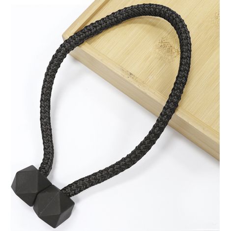 Lntyq Lot de 2 embrasses de rideaux magnétiques noires de style moderne, accessoires décoratifs pour la maison, la chambre à coucher, la salle à manger