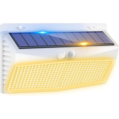 368LED Lampe Solaire Exterieur Detecteur de Mouvement Lot de 1, 3 Modes Lumiere Solaire, Étanche Eclairage Solaire pour Mural Jardin Outdoor Garage Cour, Blanc Chaud (1/5)