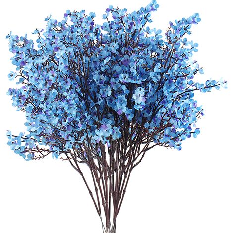 Soavoa Gypsophile Artificielle, Bouquet de Fleurs en Soie Réaliste pour Décoration Intérieure, Mariage, Centre de Table et Vase, Bleu (1/4)