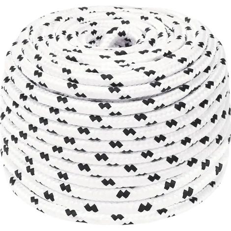 Corde de bateau, polyester haute résistance, polyvalente pour l'amarrage et le remorquage, Blanc (1/2)