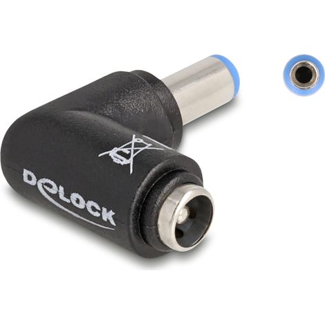 Delock Adaptador de CC de 5,5 x 2,1 mm macho a 5,5 x 2,1 hembra en Ã¡ngulo de 90
