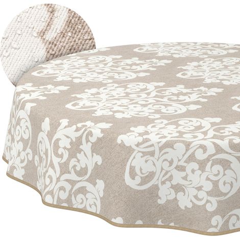 Nappe enduite Damas avec Ourlet Ronde Ø 120 cm intérieur/extérieur (1/5)
