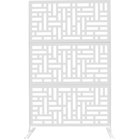 Paravent Décoratif en Métal, Intérieur Extérieur Séparation de Pièce Indépendant, 1 Panneaux Cloison Diviseurs, Séparation Visuelle pour Bureaux et Chambre à Coucher (Blanc, Rayures,12040190 cm) (1/5)
