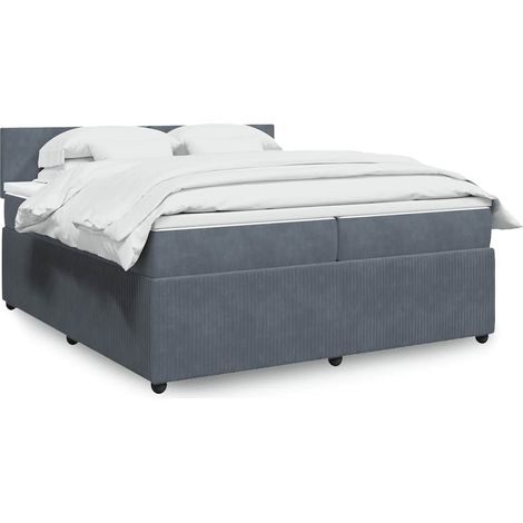 vidaXL Sommier à lattes de lit et matelas Gris foncé 200x200cm Velours (1/5)