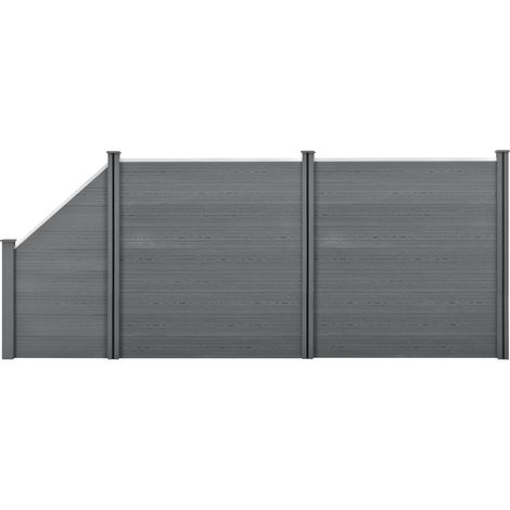 Recinzione frangivista quadratica e obliqua in legno composito (WPC) 183 x 451 cm grigia 030001459