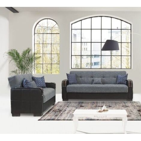 Diego Black/Grey & Beige/Brown 3+2 Seated Sofa Bed - Black/Grey 3+2 (1/2)