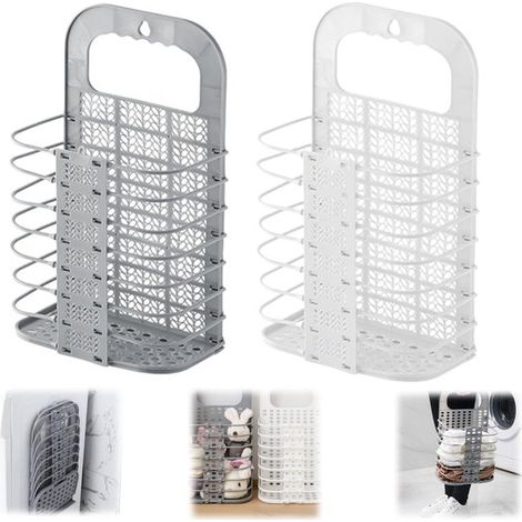 Paniers pliables suspendus lot de 2 - paniers de rangement 36,6 x 23,3 cm avec crochets (1/5)