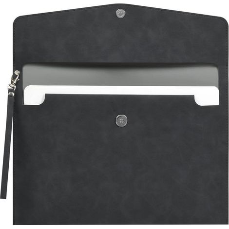 Portadocumentos A4 de piel sintética con asa, impermeable y con compartimentos para documentos, material de oficina y tableta - Negro