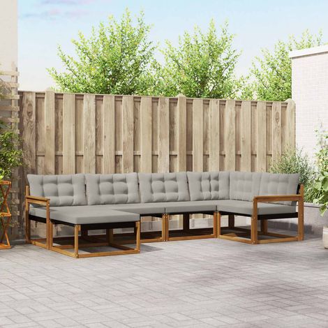 Outdoor-Sofagarnitur mit Kissen 6 pcs Natürlich und Hellgrau