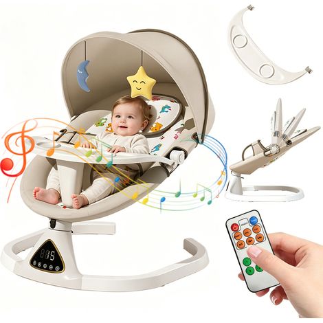 Balancelle Transat Bébé, Balanelle électrique pour bébé de Jouets 0-12 Mois, Rideaux en gaze, 5 Vitesses, Minuterie, Bluetooth (1/5)