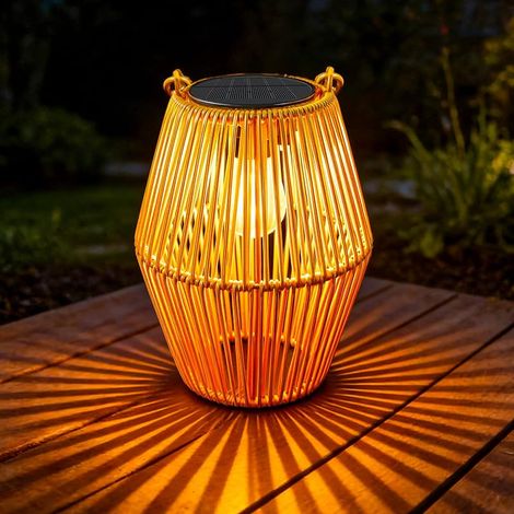 Lanternes Solaire Exterieur, 1 Pièce, Rotin Bohème, Blanc Chaud (1/5)