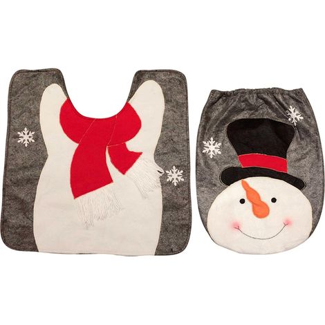 Funda Para Asiento De Inodoro - Alfombra Para Baño - Funda Para Depósito De Agua - Funda Para Caja De Pañuelos - Decoración Navideña Para Baño - 4 Piezas (1/5)