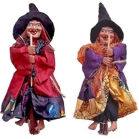 2 piezas Decoraciones Para Salas De Casa Adornos de Bruja de Halloween Bruja Animada Parlante Escena Decoración de Halloween (1/2)