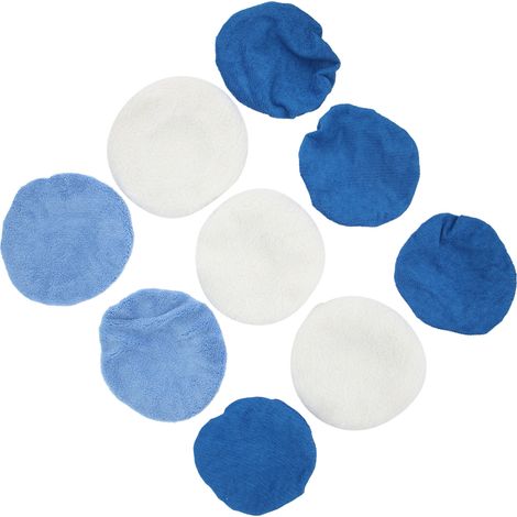 9 tampons de polissage pour voiture, 4 microfibres + 3 laine + 2 polaire corail, adaptés moto et bateau, bonnets de lustrage (1/5)