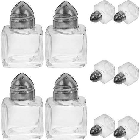 Set mit 10 multifunktionalen Mini-Salzstreuern, tragbaren Gewürzflaschen und -gläsern – 4,50 x 3,00 x 3,00 cm – Transparent (1/4)