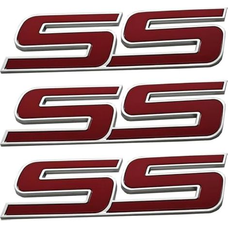 Lot de 3 badges 3D pour porte d'entrée compatibles avec Chevrolet Impala Trailblazer SS 15211285 de 2006 à 2010 - Taille originale (rouge chromé) (1/5)