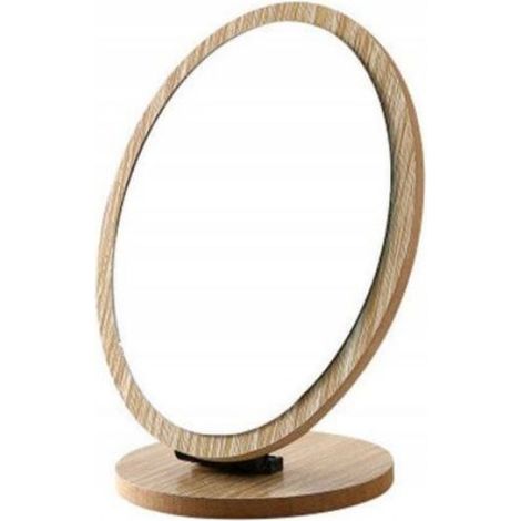 Miroir Cosmetique Ovale Sur Pied - Cadre Bois Naturel - Pour Salle De Bain Chambre - 1 Unite