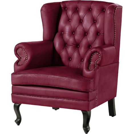 CHESTERFIELD 401 Poltrona in vera pelle - rossa 88x80x108