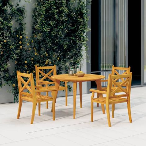 Table de jardin,Table meuble de Balcon,Table d'extérieur Ø110x75 cm Bois d'acacia solide -27327 (1/5)