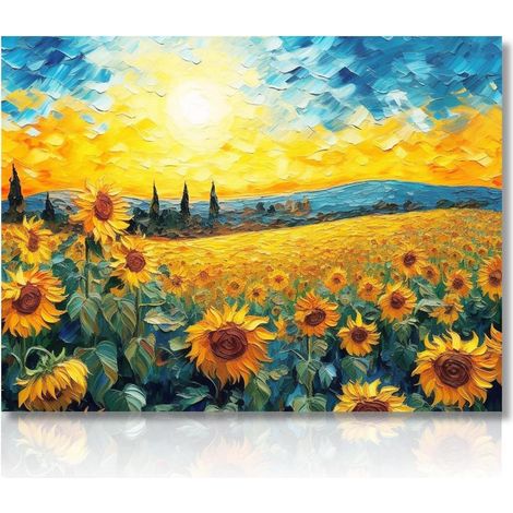 Moderne Sonnenblumen Wandbilder Ölgemälde Leinwand Bilder Deko 30x40 cm (1/5)
