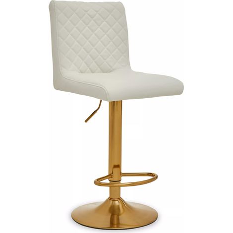 Premier Housewares Baina White And Gold Bar Stool With Round Base (1/5)
