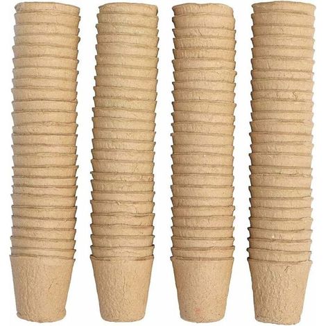100 Pieces Pot Semis Biodegradable, Godet Semis Biodegradable, Pot pour Semis, 8cm, Rond, Outils de Jardinage à Domicile (1/4)