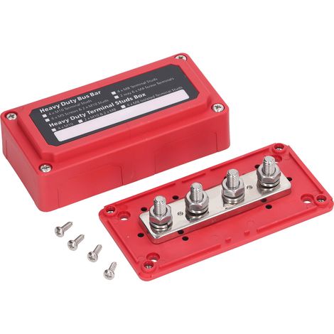 Bloc de Distribution d'énergie M8, borne à vis, barre omnibus DC 48V 300A pour bateau Automobile rouge