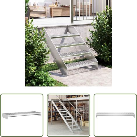 vidaXL Marche d'escalier -  Escalier en caillebotis 70x24x7 cm acier galvanisé (1/5)