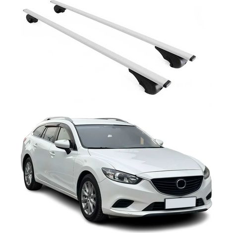 OMAC Dachträger Querträger für Mazda6 mk3 2012-2025 – Abschließbar – Max. 75 kg – 2 Stangen Stahl Silber (1/5)