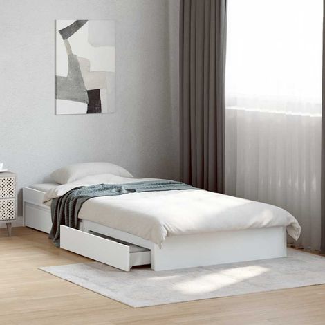 Cama con cajones madera de ingeniería blanca 90x190 cm (1/5)