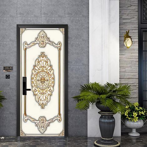 Sticker mural 3D « Porte de cave à vin française » en PVC imperméable, idéal pour la décoration de la chambre, de la salle de bain et de la cuisine (77 x 200 cm). (1/5)