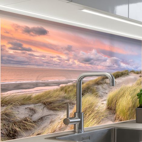 REVETEMENT MURAL DE CUISINE, CRÉDENCE DE CUISINE Plage - Mer - Dune - Coucher de soleil 80x60 (1/5)