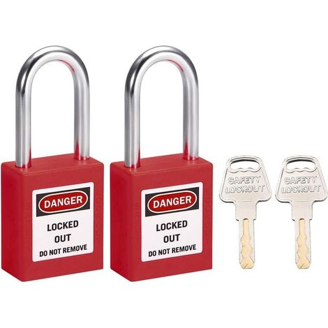 2 pièces Rot Lockout-Tagout-Sperren 1-1/2 Zoll avec 1 Schlüssel Kunststoff (1/4)